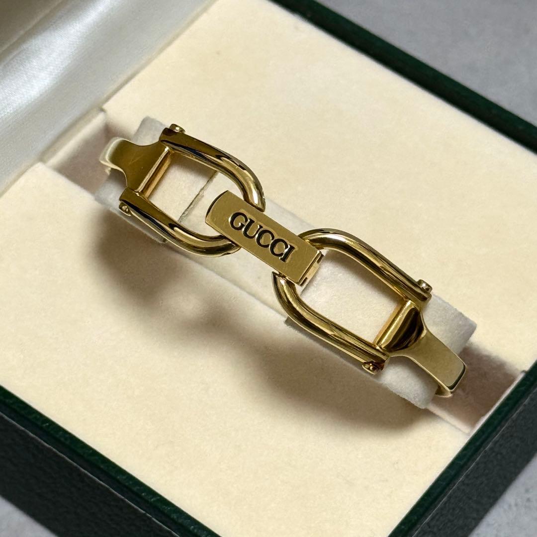 稼働品 1996年 GUCCI 1500L ゴールドブラック バングルウォッチ