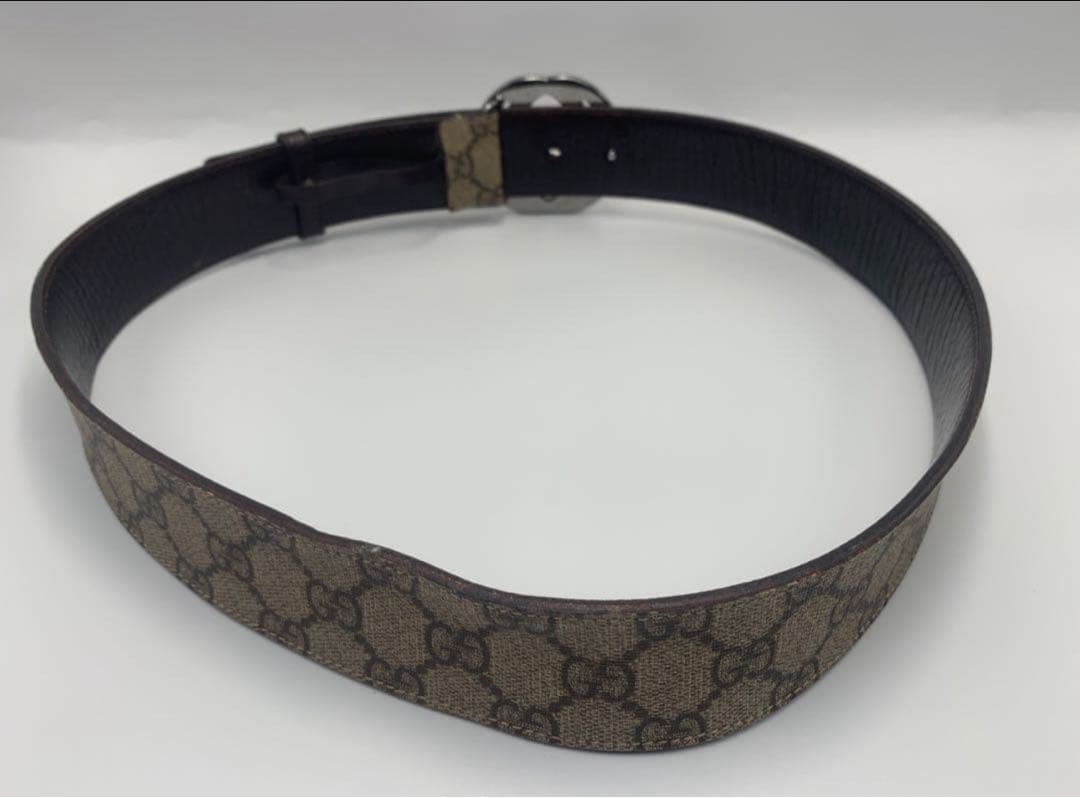 GUCCI　グッチ GGスプリーム　インターロッキング　ベルト　シルバー P55