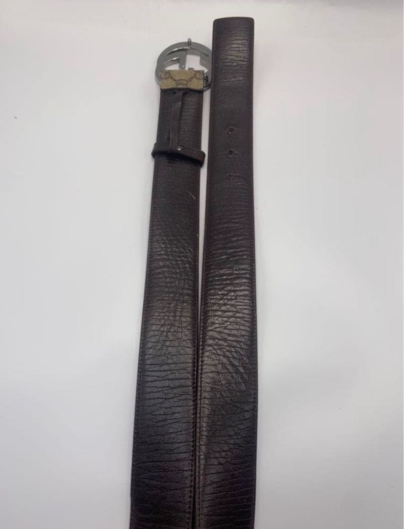 GUCCI　グッチ GGスプリーム　インターロッキング　ベルト　シルバー P55