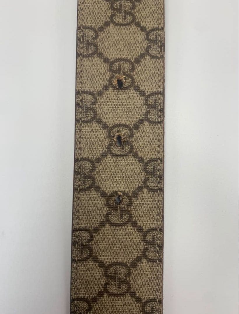 GUCCI　グッチ GGスプリーム　インターロッキング　ベルト　シルバー P55