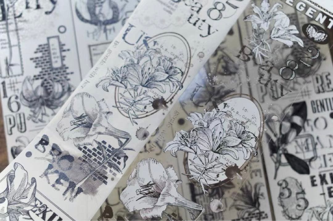 壹洱原创《旧影百合》海外マスキングテープ　マステ 【1871】