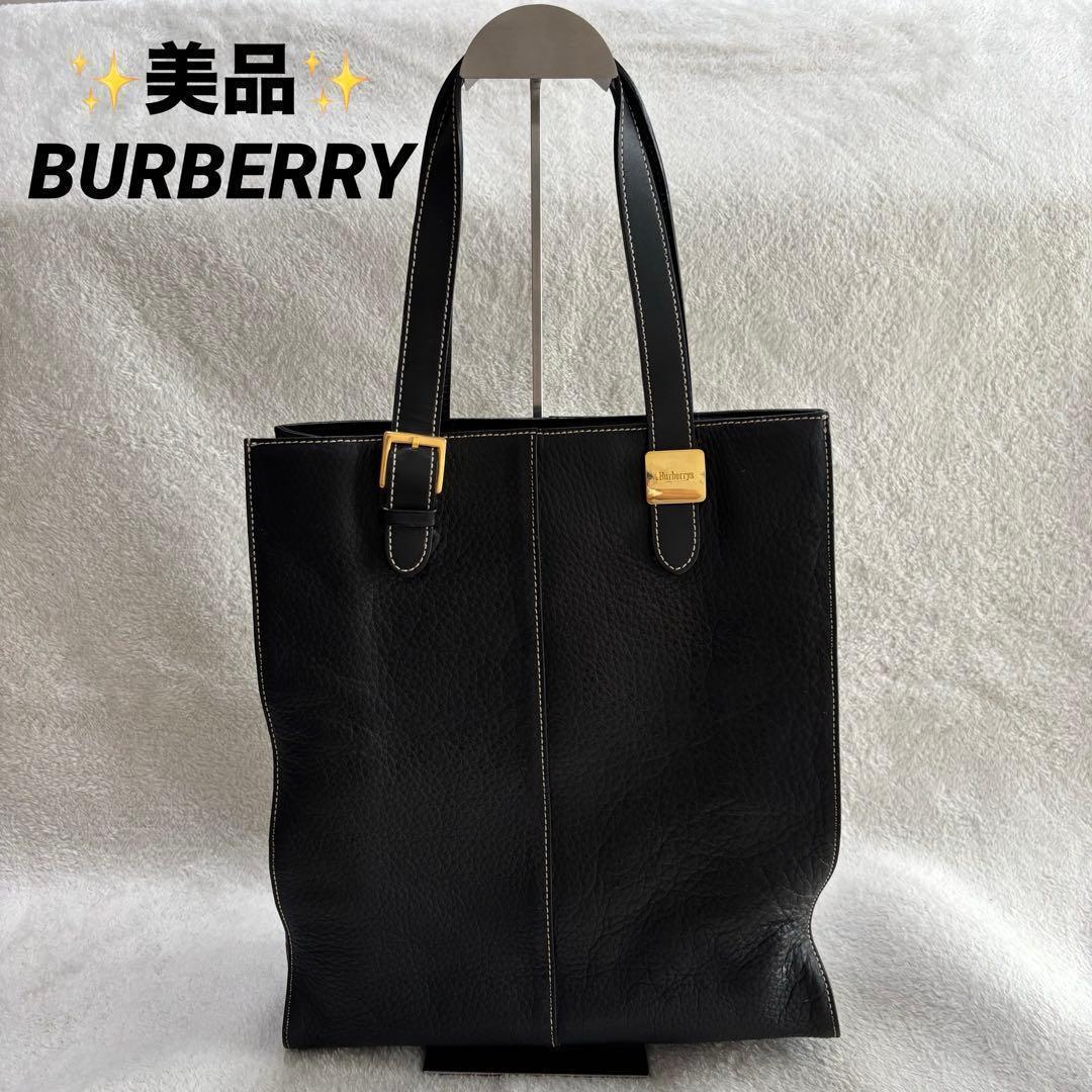 ✨美品✨ BURBERRY バーバリー レザー トートバッグ ブラック 黒 本革