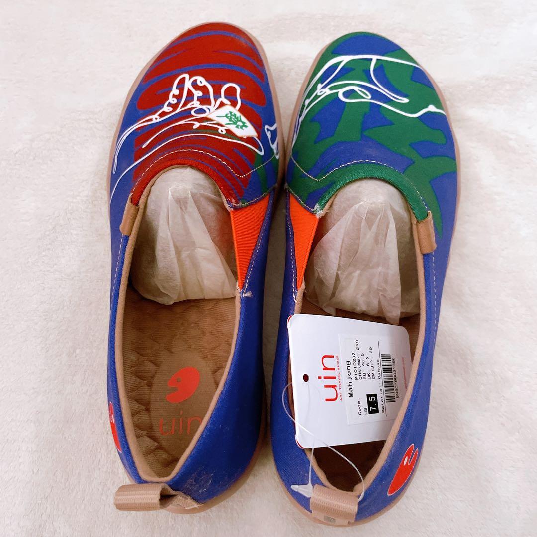 スリッポン フラットシューズ 和柄 和 靴 男女兼用 25.0cm