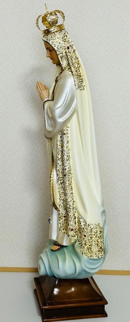 【特大90cm超希少美品】✞ファティマの聖母マリア像　家庭祭壇用　宗教彫刻