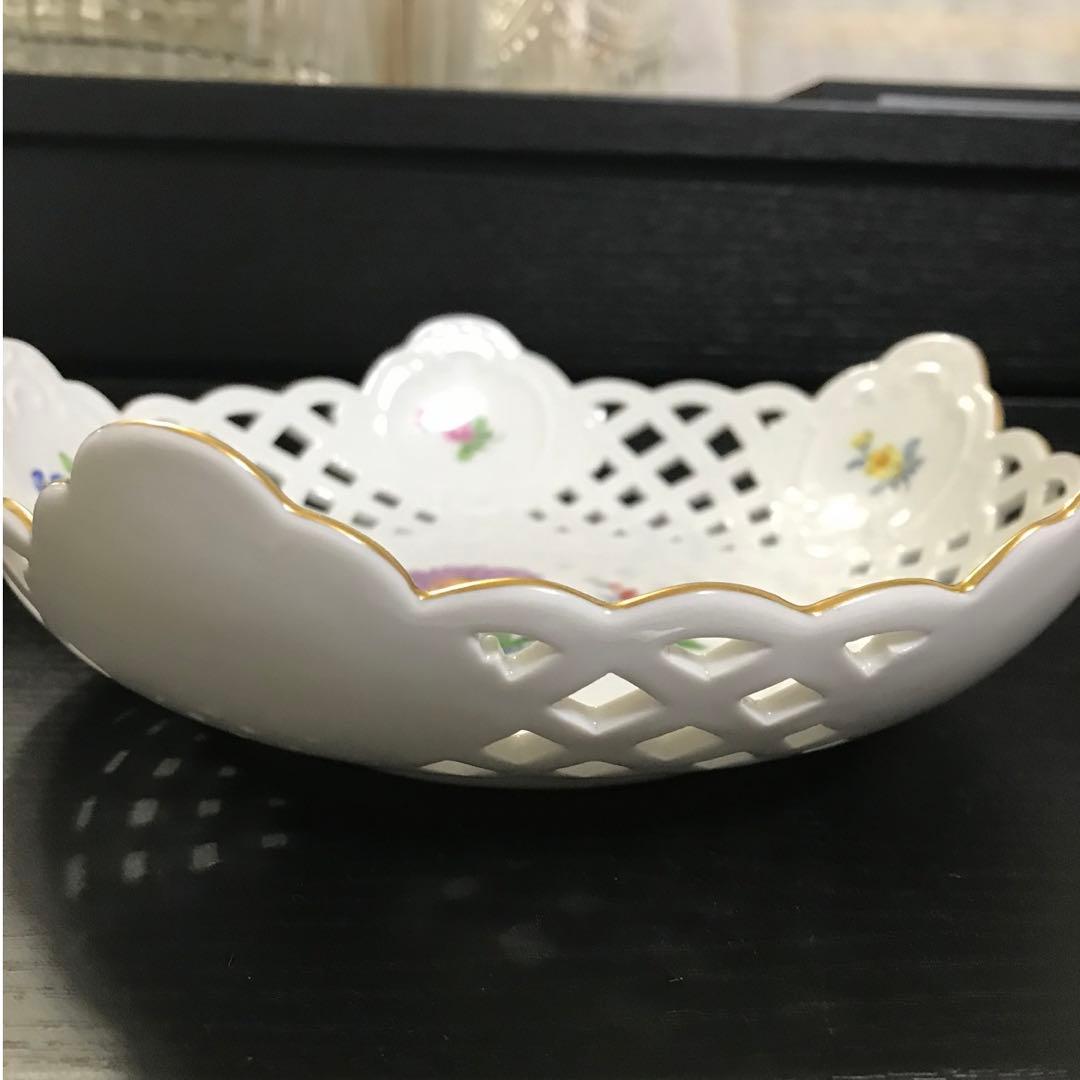 マイセン　透かしプレート　透かしボウル