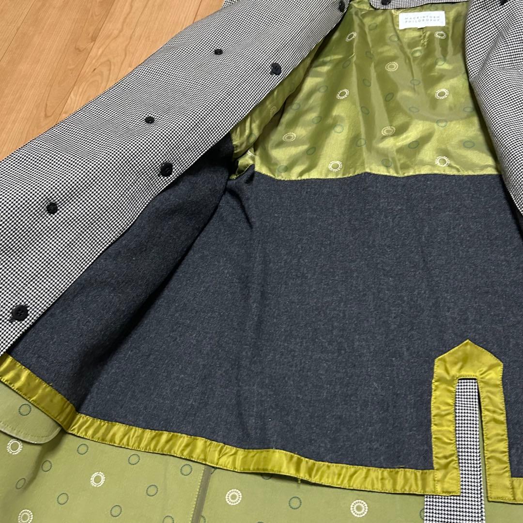 【美品】マッキントッシュ　千鳥柄　ステンカラーコート　ライナー付き　2WAY L