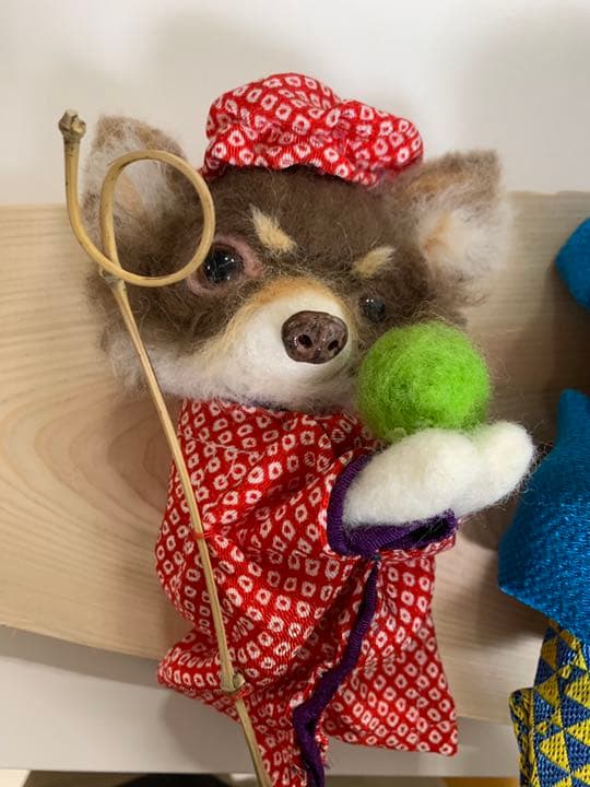 手作り羊毛フェルト　犬七福神