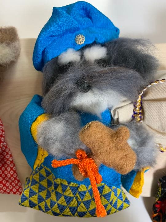 手作り羊毛フェルト　犬七福神