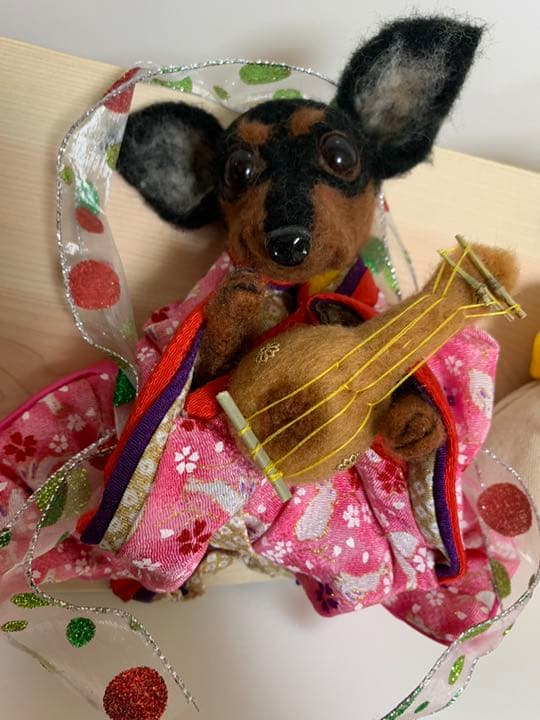 手作り羊毛フェルト　犬七福神