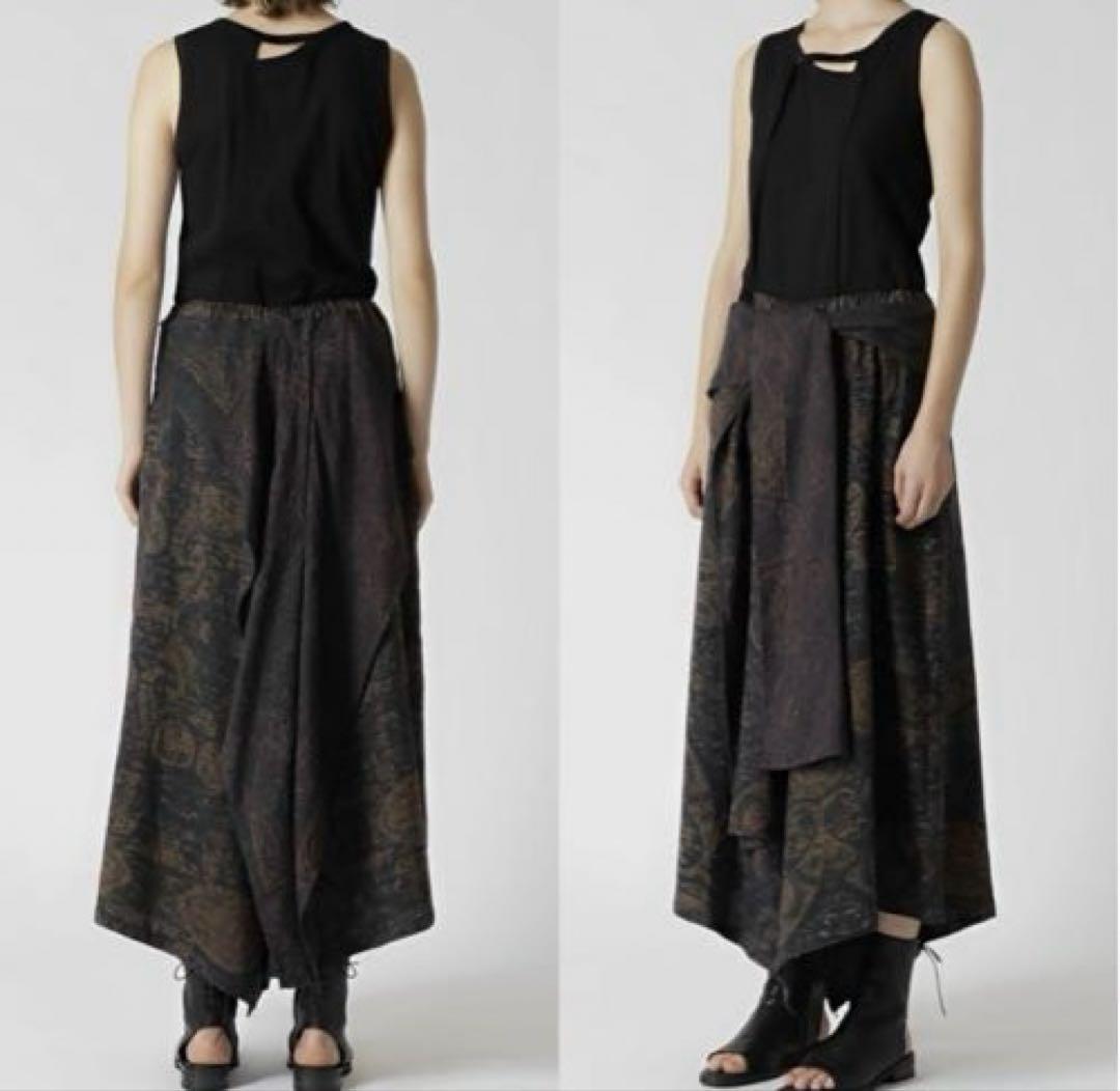 Y's 23SS アンティーク ジャガードプリント ワイドパンツ