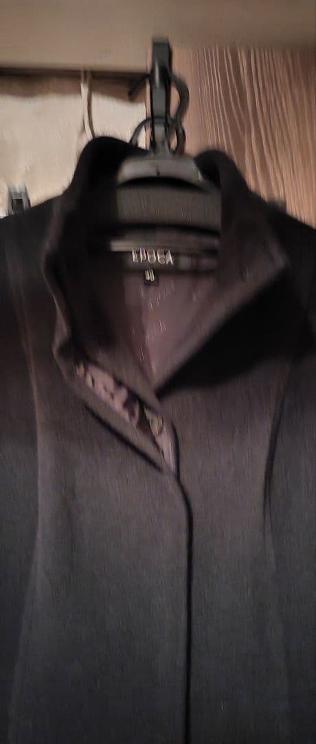 エポカ☆サンプル品　スリム黒のファー付ロングコート40 S〜Ｍ