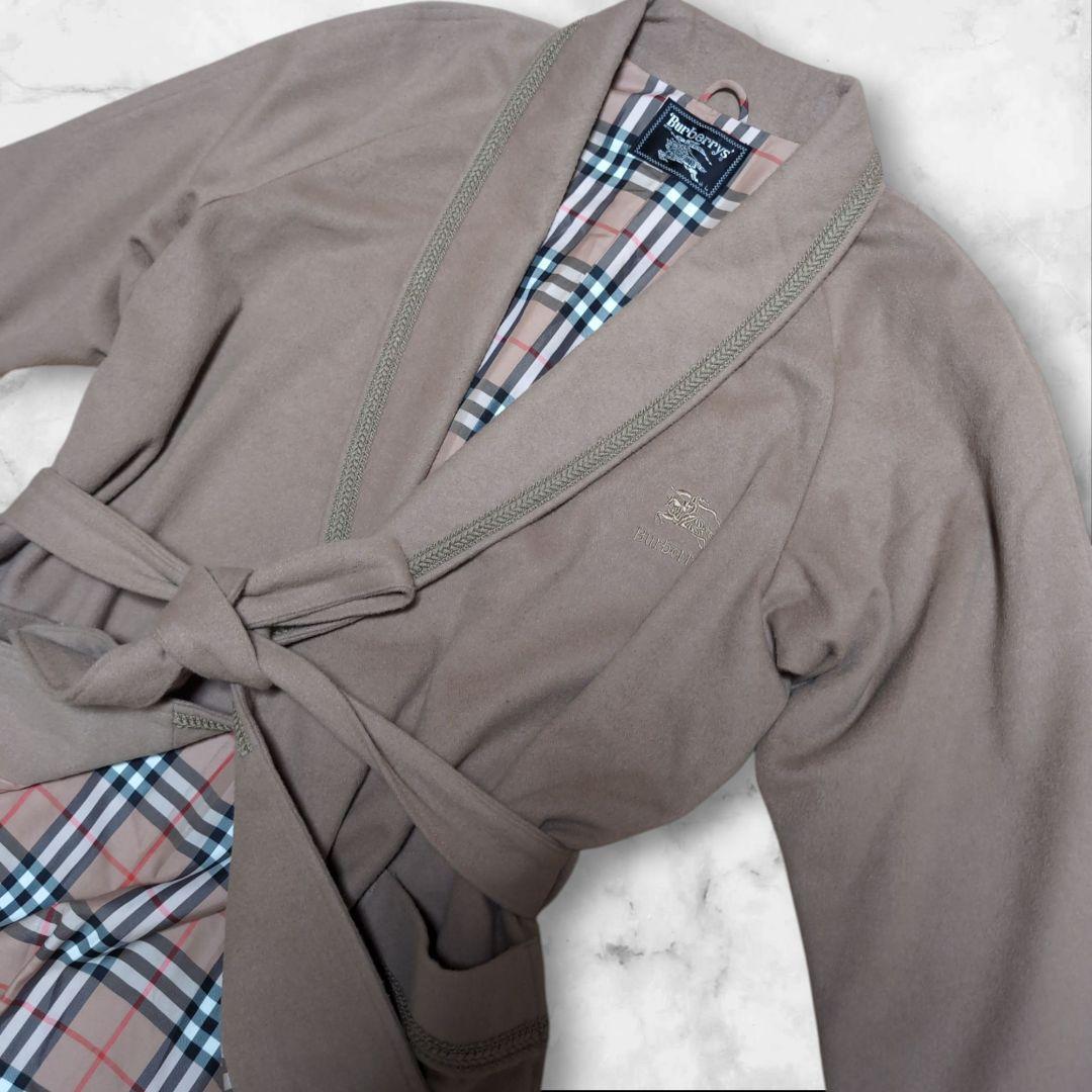 希少✨バーバリーズ ガウンコート ヴィンテージ カシミヤ混　ノバチェック　L