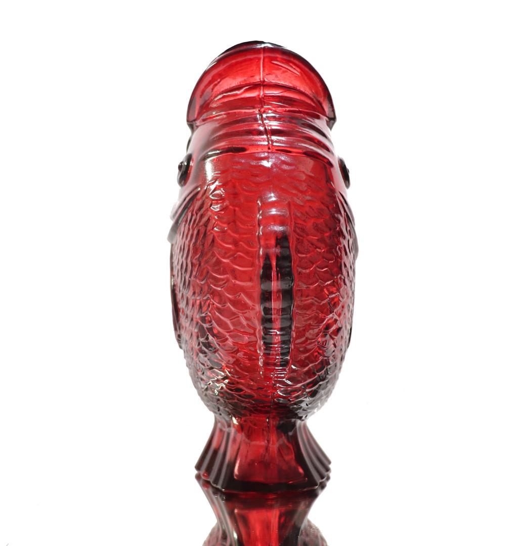 オールド・バカラ 稀少型 1889年 魚造形 大型花瓶 赤色硝子 24cm