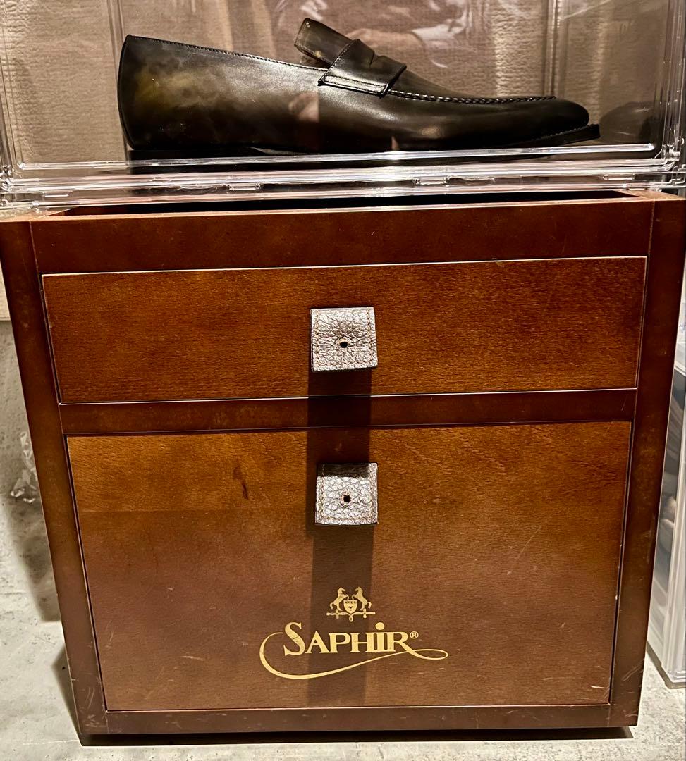 美品 サフィールノワール ドロワーボックス ウッド 靴磨き クリーム収納 ケース