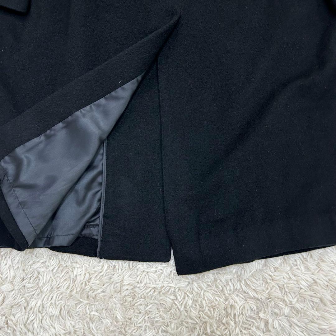 【カシミヤ100%】PER VALENTINO ロング丈 ステンカラーコート 黒