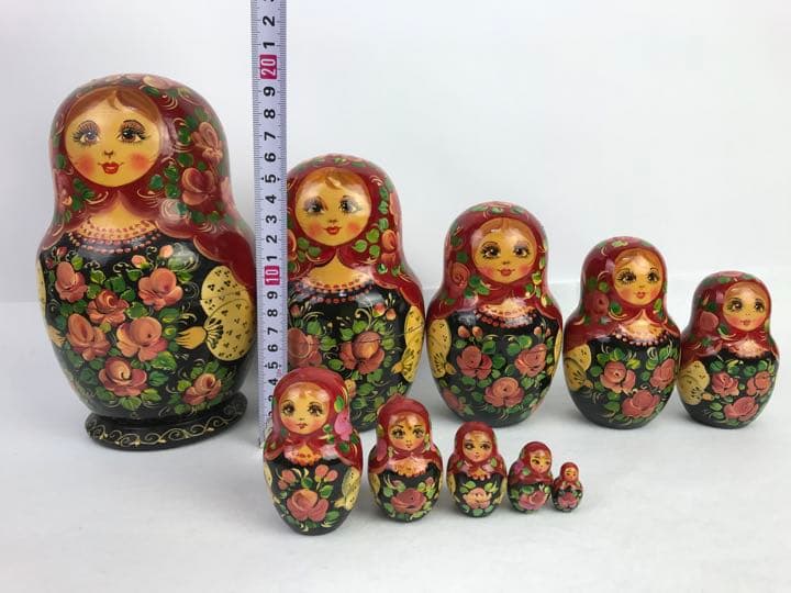 大きなマトリョーシカ人形② 10体セット　ロシア　レトロ　赤