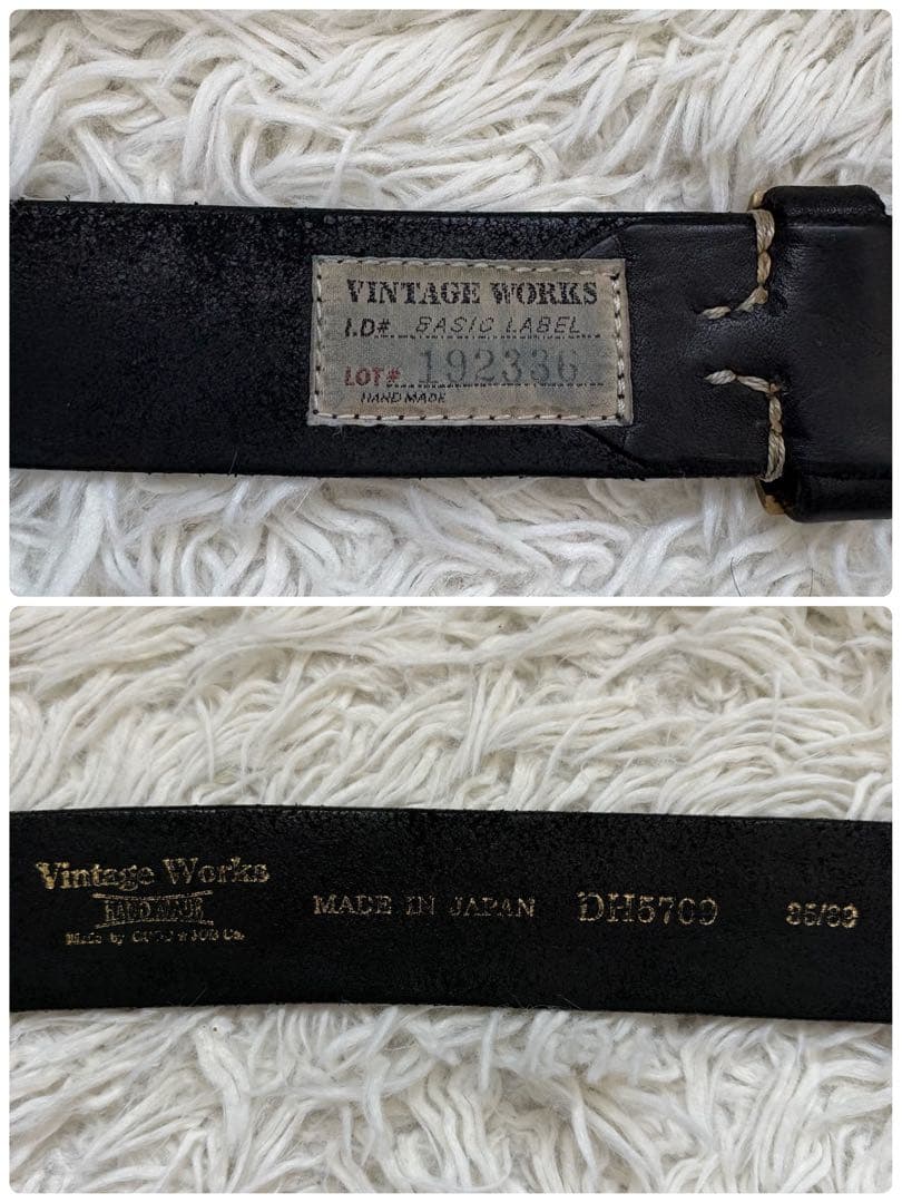 ヴィンテージ ワークス　Leather belt 5Hole DH5709 黒金