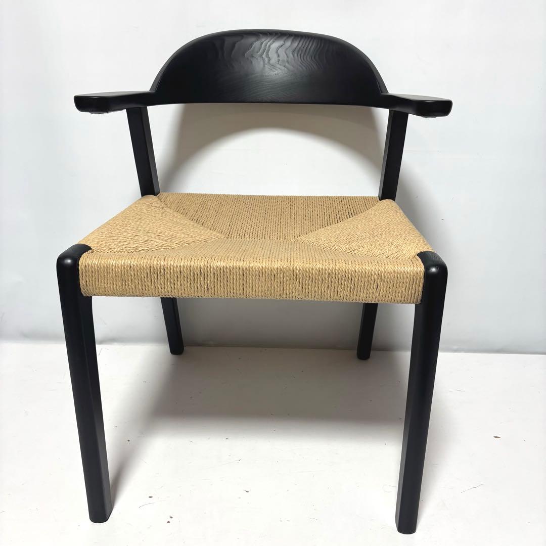 【完成品】ペーパーコード×ブラック　ダイニングチェア