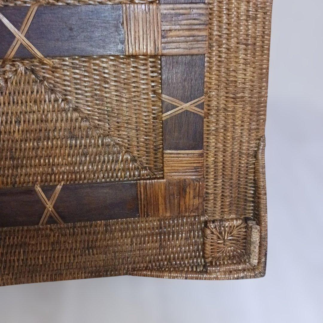 極美品　ラタン 　バトラーズトレーテーブル 　天然素材 　折りたたみ アジアン