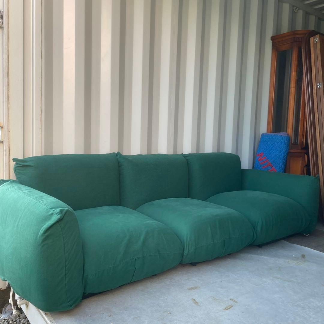 取付無料！アルフレックス マレンコ グリーンカバー付き3人掛けソファ✨