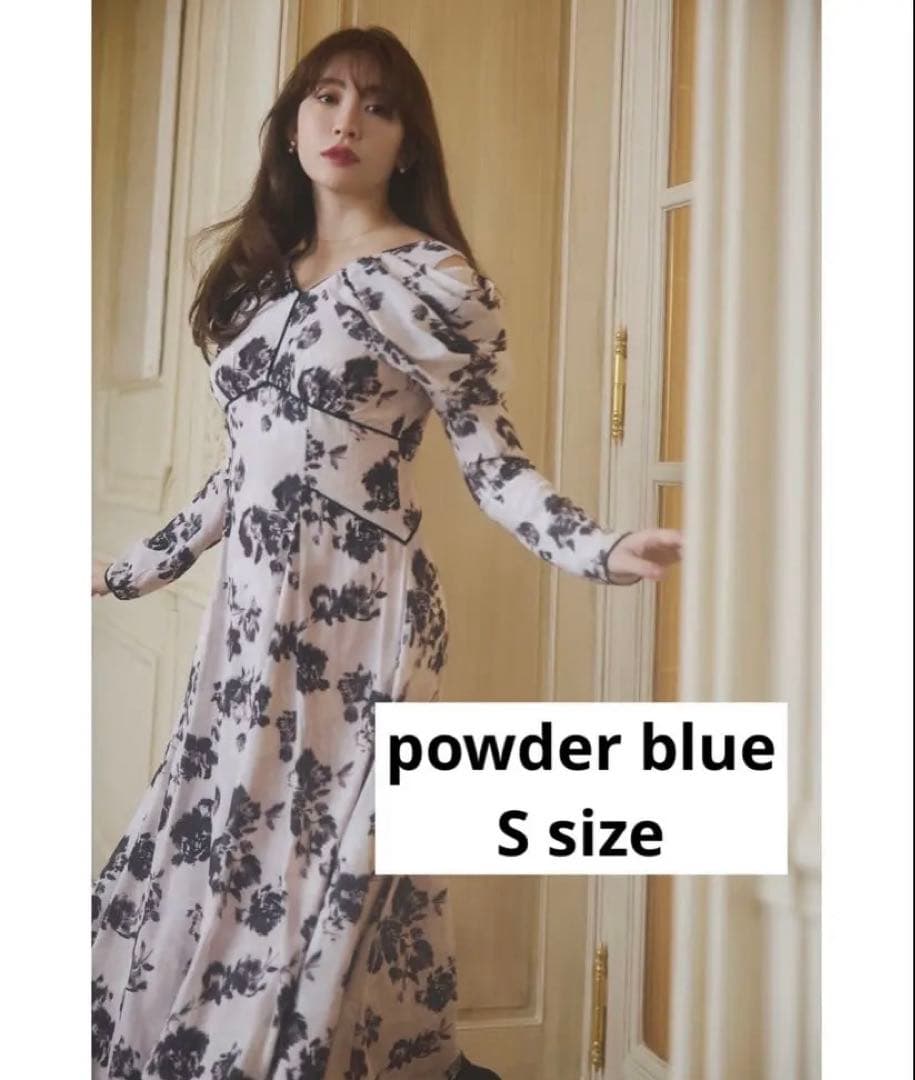 ワンピース Herlipto winter rose dress powder blue S