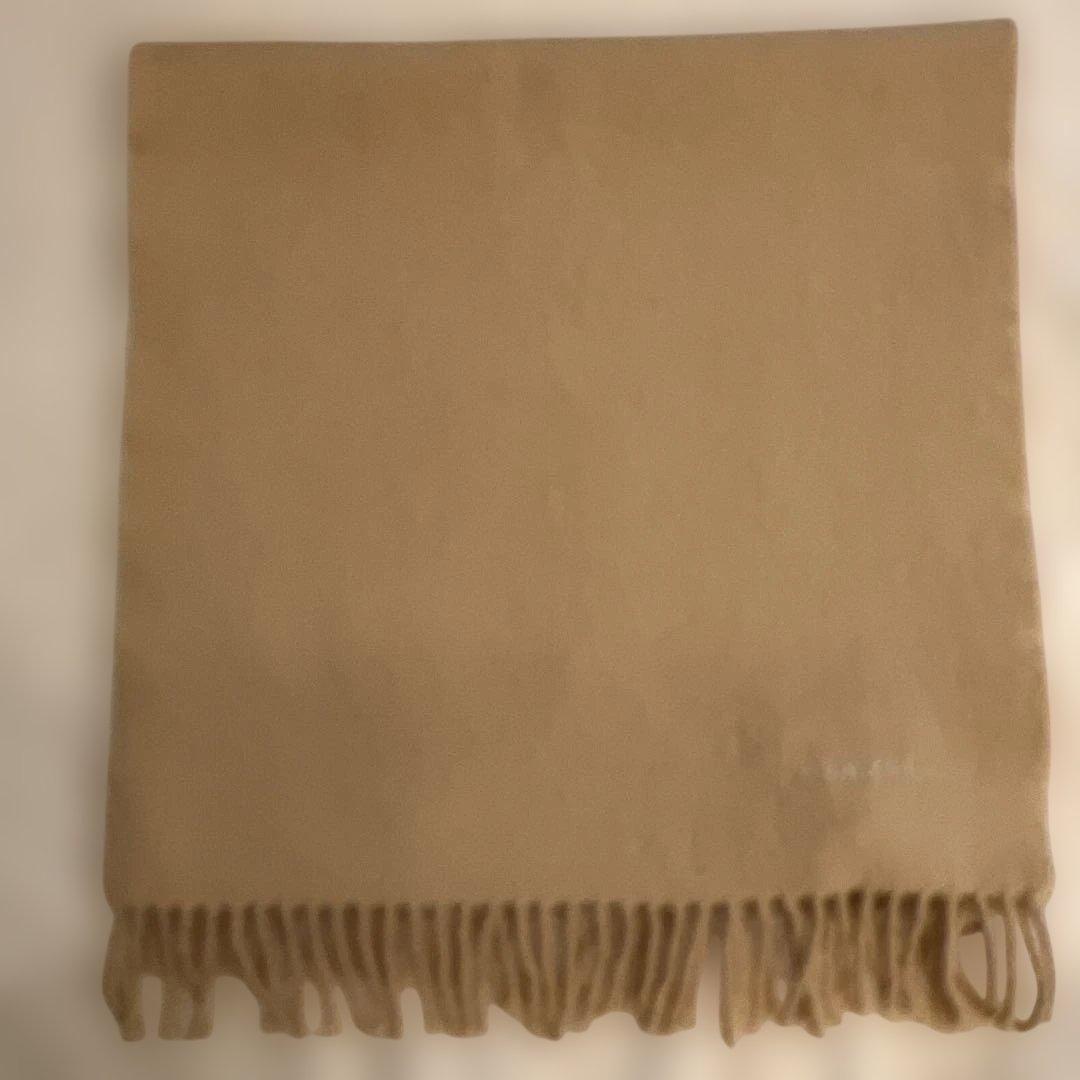 HERMÈS カシミヤ マフラー イエローベージュ フリンジ付き