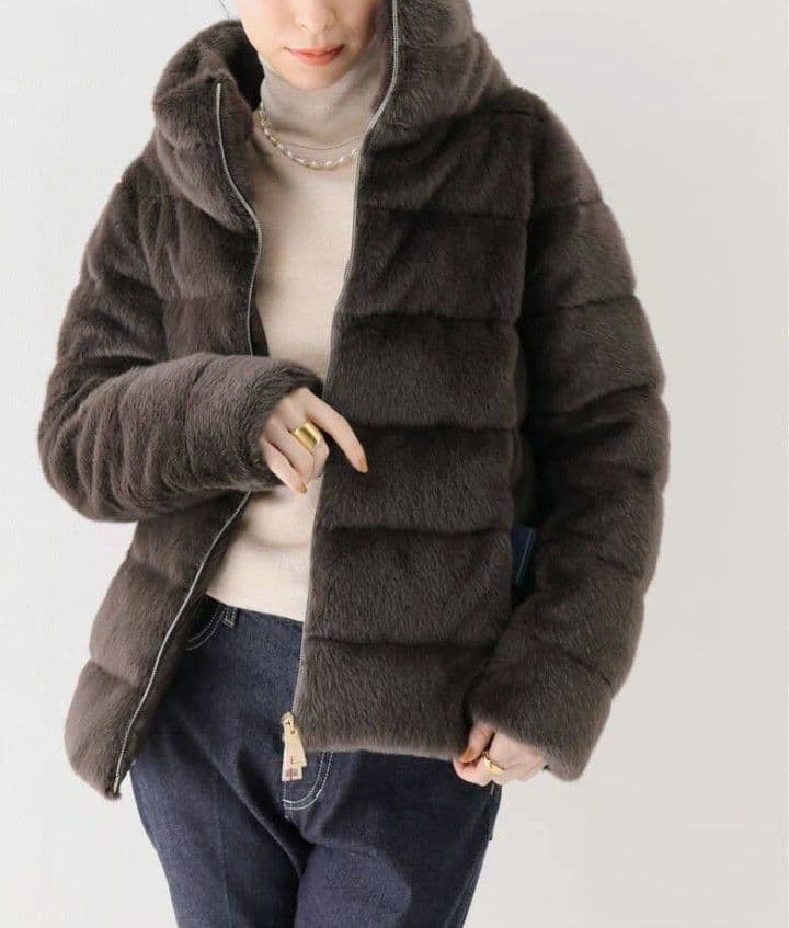 g*n様 再値下げ♪ 新品タグ付 ヘルノ ベロア調ダウンジャケット 38 ベージ