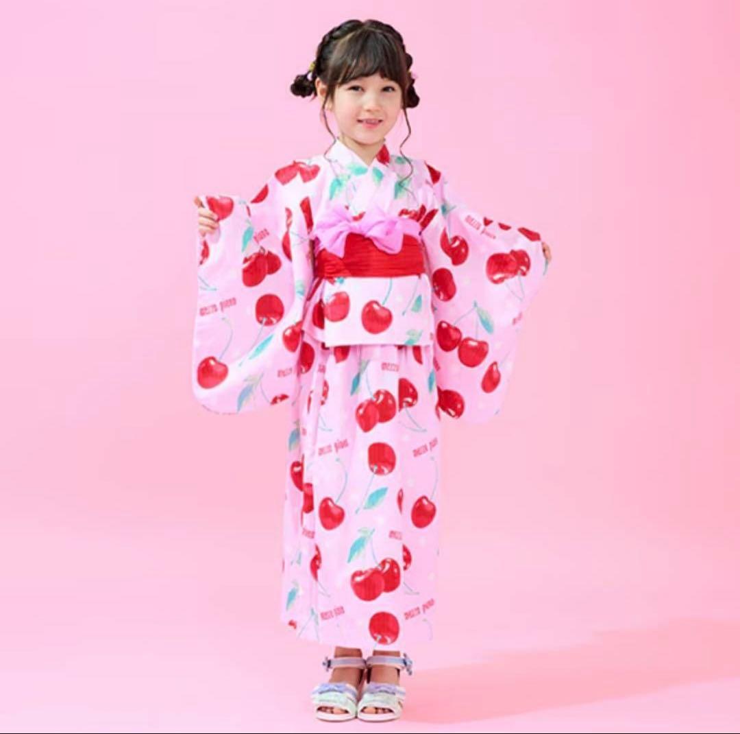 メゾピアノ 新品未使用 120cm 浴衣 チェリー柄 セットアップ 2024