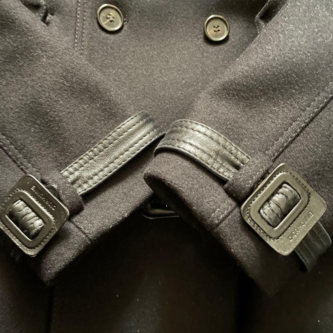 美品【DIOR HOMME】エディ期トレンチ型ウールコート 襟レザー メンズ44
