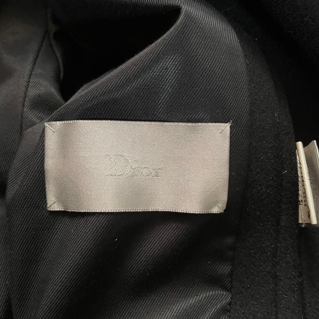 美品【DIOR HOMME】エディ期トレンチ型ウールコート 襟レザー メンズ44