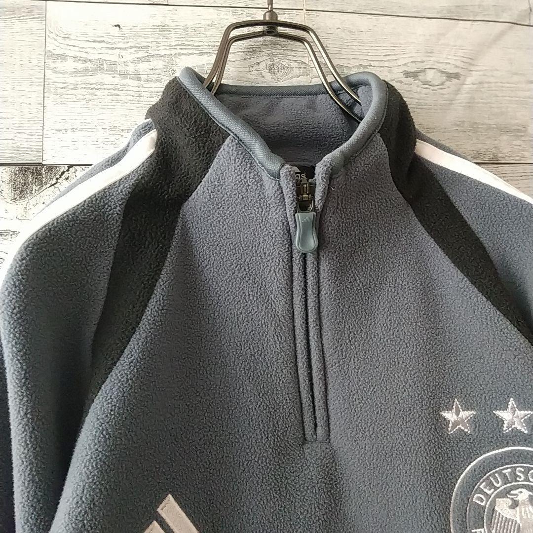 使用感少☆アディダス ドイツ代表 刺繍 エンブレム ハーフジップ フリース M