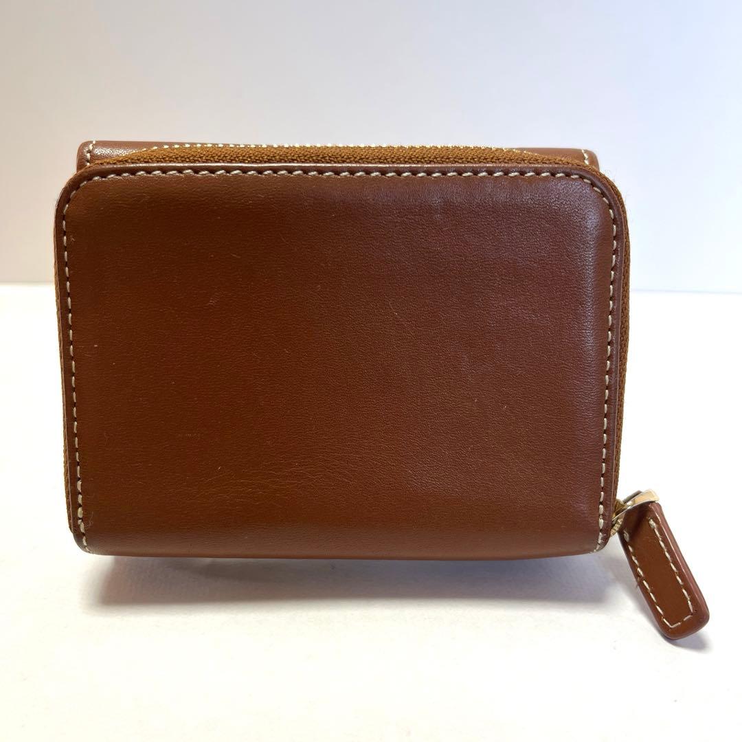 Agnes b アニエスベー　ブラウン レザー 三つ折り財布　ミニウォレット