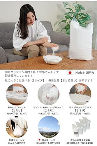 Out Style 補充用ビーズ クッション 日本製 (2ミリ 300g, 1*