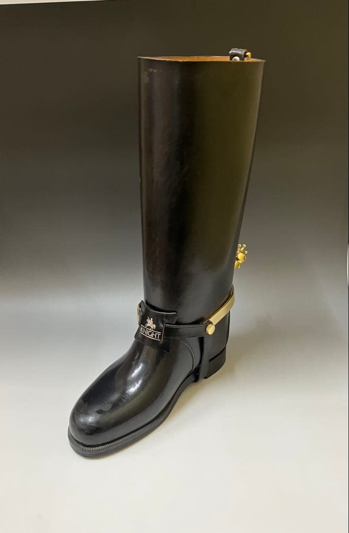 E732 レア KNIGHT 大型 高さ49cm ナポレオンブーツ 革靴 拍車付