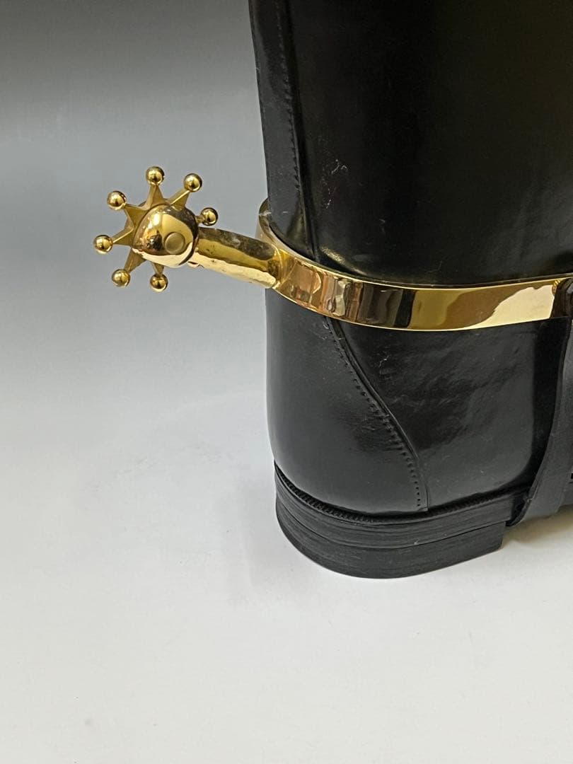 E732 レア KNIGHT 大型 高さ49cm ナポレオンブーツ 革靴 拍車付