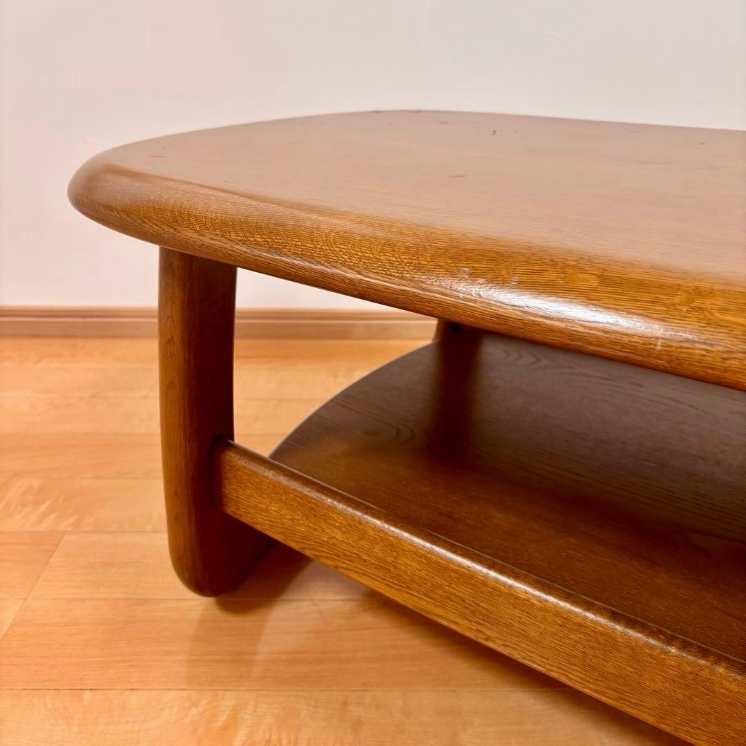 カリモク ローテーブル 棚付き センターテーブル 木製 楕円 国産家具