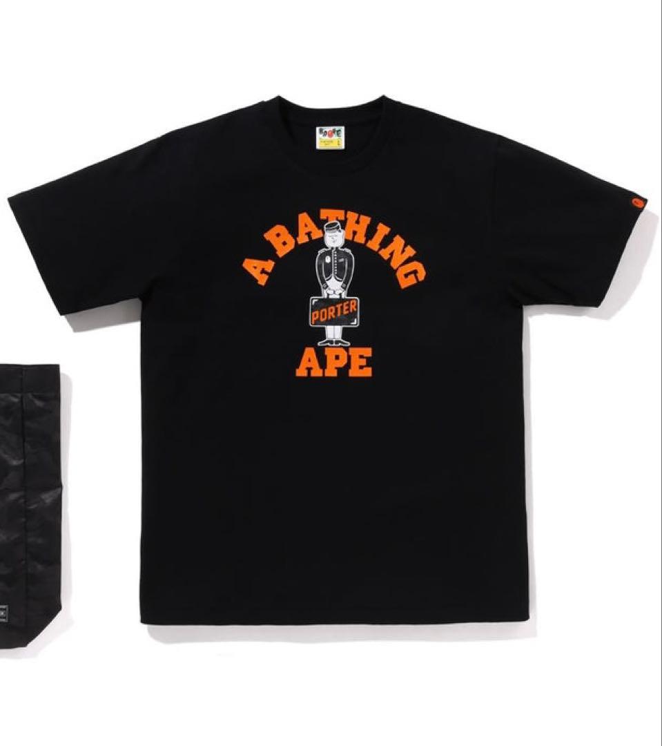 新品MサイズABATHING APE ポーターロゴTシャツ Mサイズ ブラック