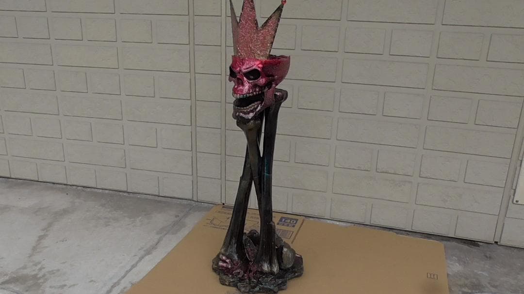 スカル ドクロ 頭蓋骨 アート オブジェ 展示品 灰皿 王冠 75センチ