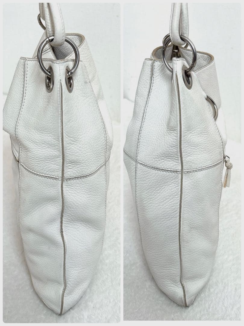 Bottega Veneta トートバッグ レザー シボ革 ホワイト 白 肩掛け