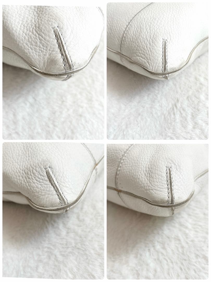 Bottega Veneta トートバッグ レザー シボ革 ホワイト 白 肩掛け