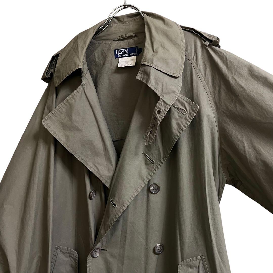 90s ポロラルフローレン トレンチコート M コットン ロング丈 カーキ 名作