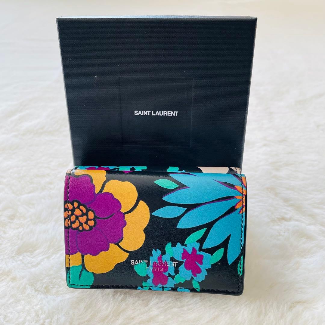 専用SAINT LAURENT サンローラン　3つ折り財布　フラワープリント