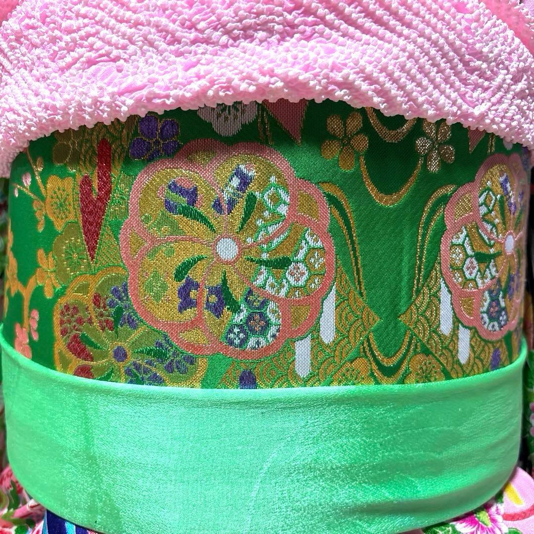 七五三　アンティーク着物セット　紫色　ピンク色　　水色　7歳　ハーフ成人式