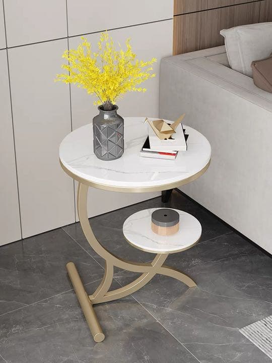 マーブル柄オシャレラウンドテーブル　センターテーブル カフェテーブル