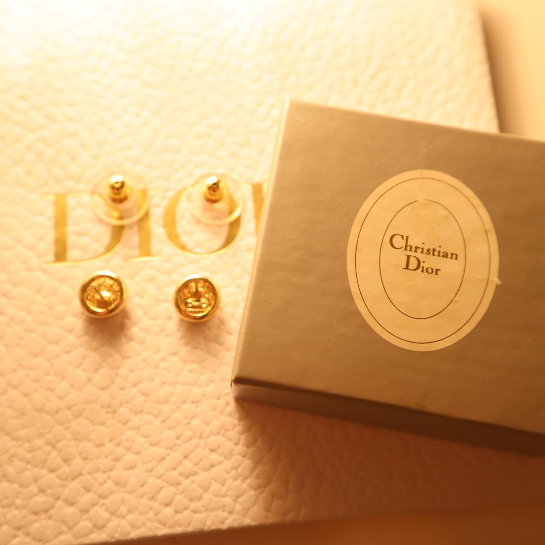 Dior クリスチャン・ディオール ピアス 14k Gold 箱手提げ袋付き
