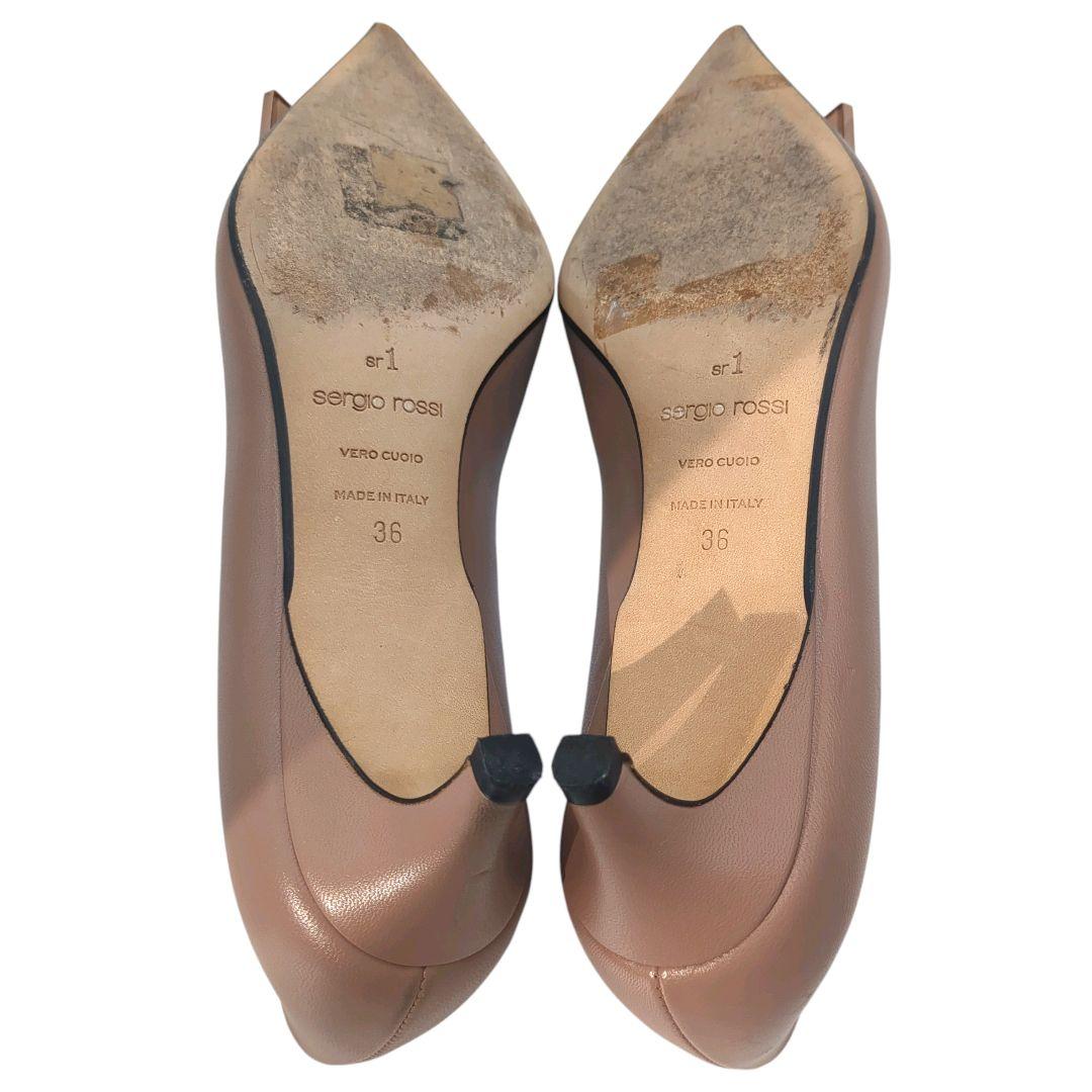 【セール品】セルジオロッシ SR1 ポインテッドトゥ ベージュ パンプス 36