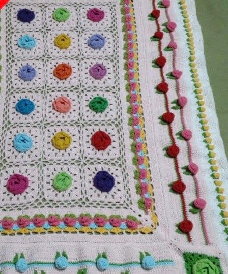 タズちゃん様リクエスト マウンテンローズのカラフルブランケット