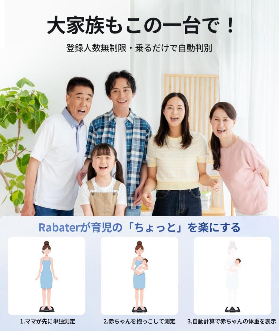Rabater 体重計 体組成計 体脂肪計 CF577BLE+WIFI マルチ