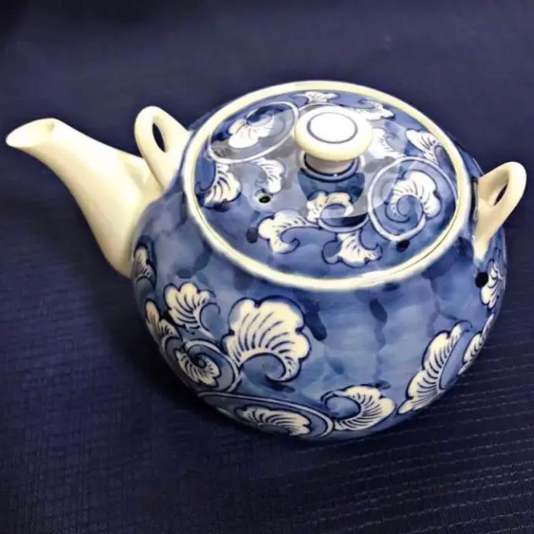 昭和レトロ デッドストック 有田焼 峯山窯 急須 蓋付き 湯呑み 茶器セット