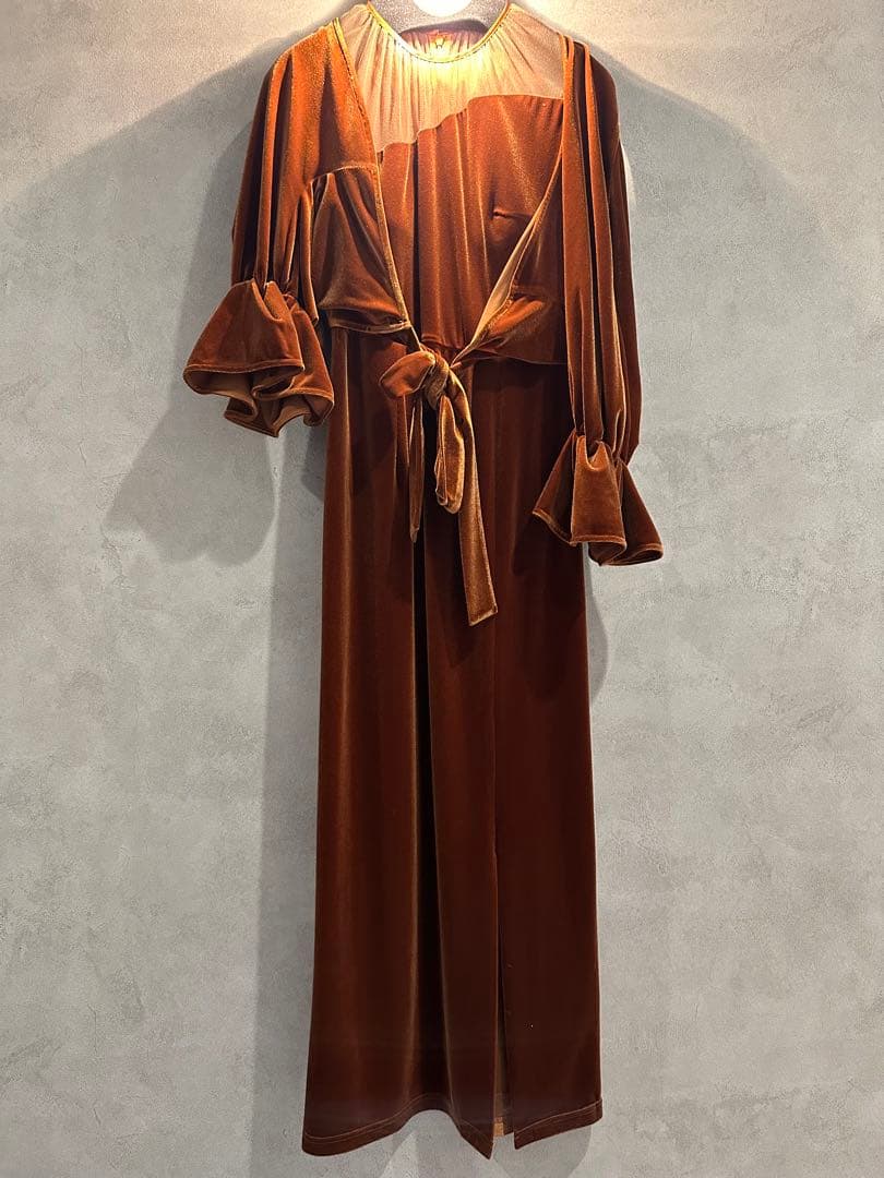 ワンピース Ameri VINTAGE 2WAY CURVE VELOURS DRESS